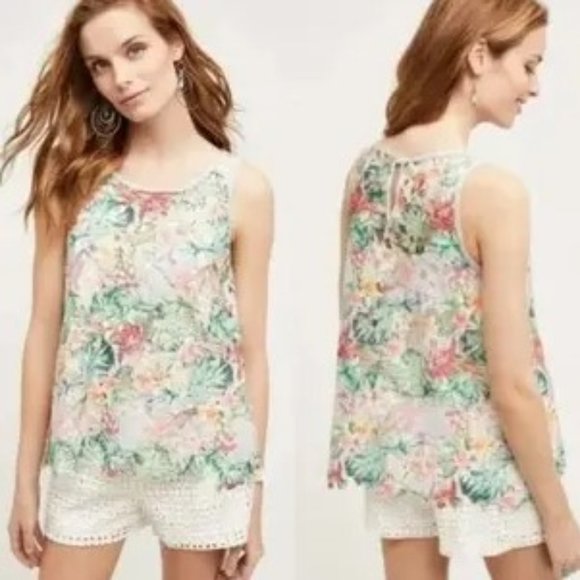 🔴Anthropologie Inari Floral Fiore Lace Cut Out Sleeveless Tank Top Unlined SZ S - Picture 8 of 11